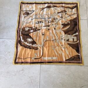 Ancient Rome Vintage Tan Silk Scarf